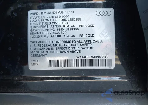 2024 Audi Q4 Sportback E-Tron Prestige 50 Quattro z USA, uszkodzony, nr VIN WA142BFZ5RP030185